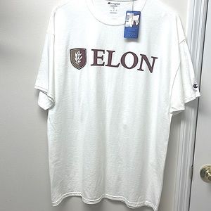 Mens Champion ELON College T-shirt; color: white; Size XL; NWT